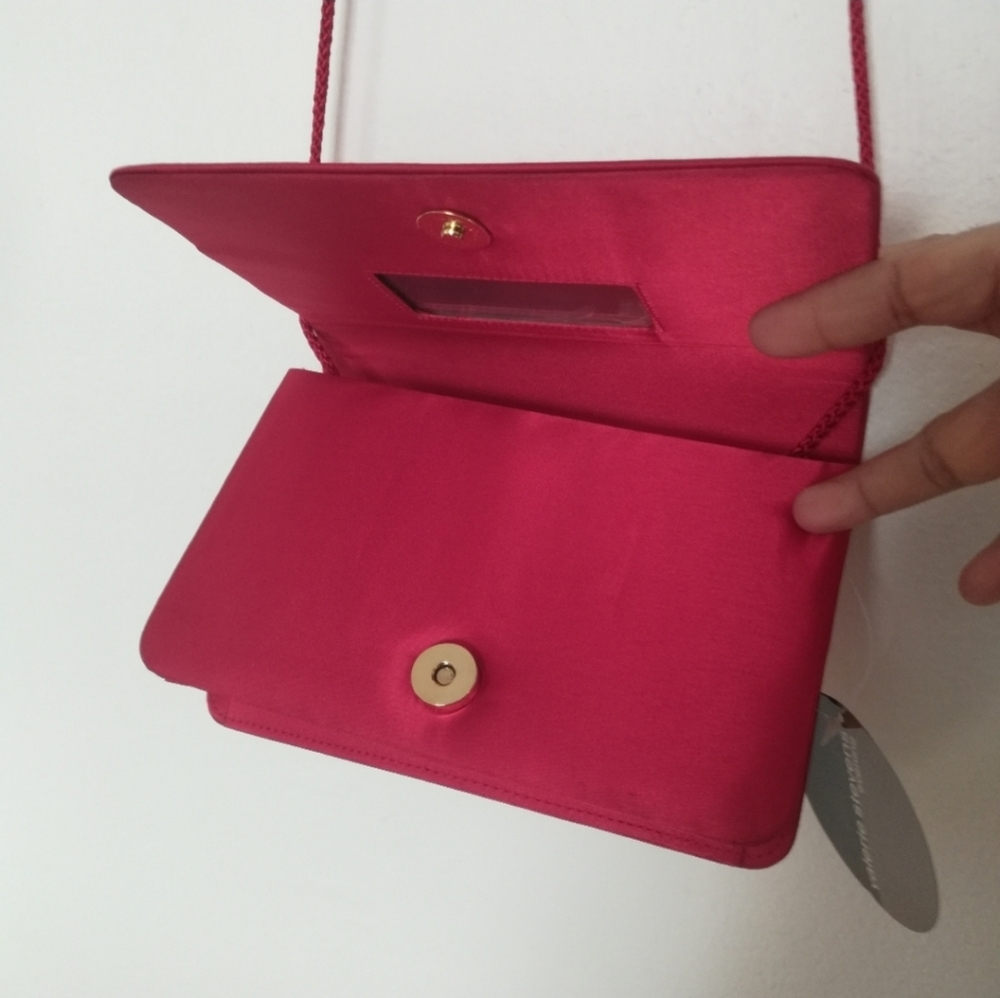 NWT Valerie Stevens Red Satin Dress Evening Shoulder Bag - Picture 5 of 12